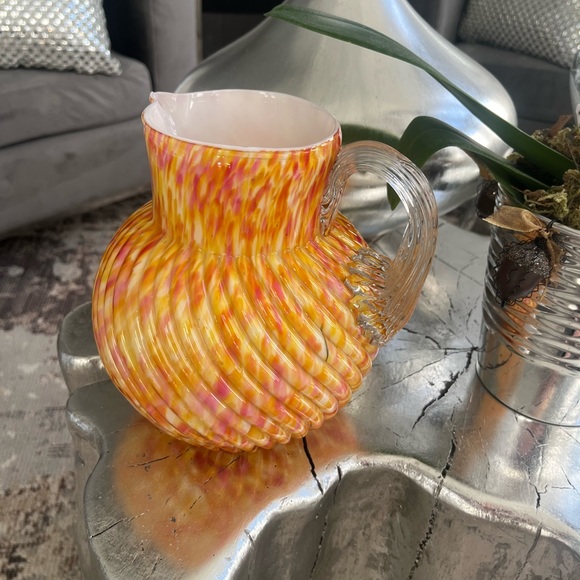 Made by web in England Victorian glass swirl rib, optic Polychrome ball pitcer - Picture 12 of 15